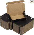 50 Pack 6x4x1 Inches Small Shipping Boxes, Black Corrugated Cardboard Boxes, Moving Mailing Packing Box