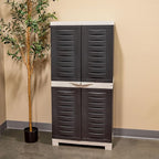 Sunnydaze Lockable Storage Cabinet - Indoor or Garage Storage Cabinet with 3 Adjustable Shelves - 48.75" H - Garage, Office, Home, Laundry Room - Charcoal