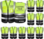 BeautyWill Custom Safety Vest Logo Class 2 High Visibility Reflevtive Vest Outdoor Protective Workwear