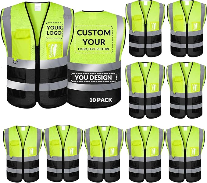BeautyWill Custom Safety Vest Logo Class 2 High Visibility Reflevtive Vest Outdoor Protective Workwear