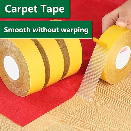 CHENYA 0.39" X 164 Ft,Double Sided Tape Heavy Duty,High Tack Strong Wall Adhesive with Fiberglass Mesh,Super Sticky Resistente Clear Two Sided Tape for Crafts,Carpet,Picture