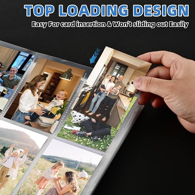 9 Pocket Card Sleeves, Holds 900 Cards, Trading Card Binder Sleeves, 3 Ring 9 Pocket Pages for Sports Cards, Coupons, Game Cards, 50 Pack