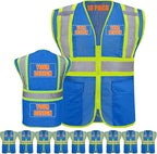 Custom Safety Vest with Logo Pockets High Visibility Reflective Vests Construction Security Workwear