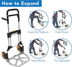 Mount-It! Folding Dolly, Aluminum Trolley, Industrial Grade Heavy Duty 440 Lb Capacity Hand Truck with Durable Rubber Wheels, Ergonomic Telescoping Handle for Indoor Outdoor, Foldable & Moving Dolly