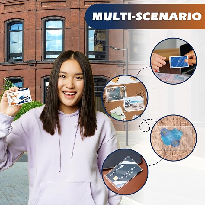 100 Pack 10 Mil 2.6"x3.9" Self Sealing Laminating Pouches Plastic Laminating Sheets Business Card Size Clear Lamination Paper for Office School Home Supplies Glossy Finish(No Laminator Need)