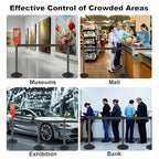6 Pack Black Stanchions with Retractable Belts - Crowd Control Barriers, Heavy Duty Weighted Base for Events, Retail, Queue Lines
