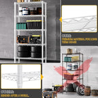 1250 lbs 5 Tier Shelf Metal Storage Shelves Wire Rack Closet Organizers for Garage Kitchen Bathroom Laundry White 11.8" D x 29.5" W x 59.5" H