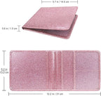 Car Registration and Insurance Holder, Leather Registration and Insurance Card Holder, Vehicle Glove Box Organizer - For Documents, Cards, License (Bling Rose Gold)