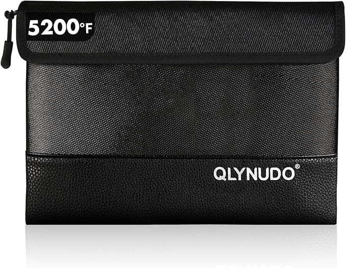 5200℉ Fireproof Document Bag, Fireproof Money Bag for Cash, Fireproof Pouch for Important Documents and Valuables, 11x7.7 Inch, Waterproof Zipper