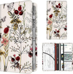 Premium Car Registration and Insurance Card Holder, Cute PU Leather Car Document Holder, Vehicle Glove Box Car Organizer with Magnetic Closure for Driver License, Cards Vintage Red Florals