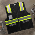 Security Vest for Security Guard, Hi Vis Safety Vest for Men Women,High Visibility Mesh Work Vest with Reflective Strips, ANSI Compliant, Black, S