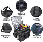 Koolatron Electric Portable Cooler Plug in 12V Car Cooler Bag, 26 qt (25 L) Black/Gray Soft-Sided Portable Car Fridge w/DC Power Cord, Adjustable Shoulder Strap, Cord Storage, Road Trip