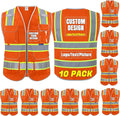 BeautyWill Custom Logo 10/20 Pack Safety Vest Class2 High Visibility Vest with Pockets Breathable Construction Vest Bulk