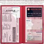 Auto Insurance and Registration Card Holder - Vehicle Glove Box Document Organizer - Car Essential Paperwork Holder for DMV, AAA, Contact Information Cards - Premium PU Leather Wallet Case - Red