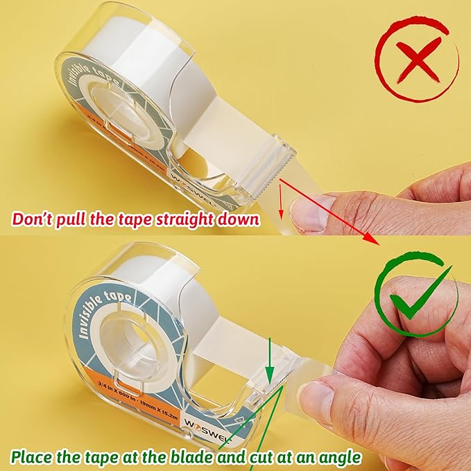 Tape Refills with Dispenser, 24 Roll Invisible Tapes, 3/4 Inch X 600 in, Gift Wrapping Tapes Supplier for Christmas Home School Office Use