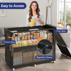 320GAL Extra Large Storage Bins with Lid, 1280QT Collapsible Organizer with Wheels, Stackable Closet Cabinet with Doors, Folding Storage Containers for Home, Office, Kitchen, 4Pack Black