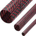 Boao 3 Pieces Cord Protector Wire Loom Tubing Cable Sleeve Split Sleeving for USB Charger Cable Cord Cover Audio Video Cable (Black with Red,1/2 Inch, 1/4 Inch, 3/4 Inch)