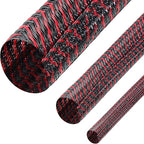 Boao 3 Pieces Cord Protector Wire Loom Tubing Cable Sleeve Split Sleeving for USB Charger Cable Cord Cover Audio Video Cable (Black with Red,1/2 Inch, 1/4 Inch, 3/4 Inch)