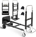 3 in1 Heavy Duty Convertible Hand Truck Dolly Cart, Folding Trolley Cart with Wheels, 600lbs Capacity for Transport Moving in Warehouse, Supermarket, Equipment (Black)