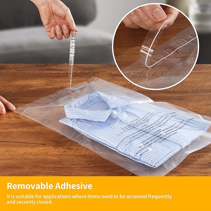 iMailer - 1000 Count - 9" x 12" Clear Plastic Poly Bags with Suffocation Warning Self Seal for A4, Documents, Clothing, Shipping, Packaging - Resealable Adhesive, Not Strong