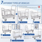 Upgrade Platform Truck with Cage, Mutipurpose 7-in-1 Heavy-Duty Utility Cart,2-Door Design Foldable Flatbed Cart with Industrail Wheels, Rmovable Fence, Load 2000lbs for Grocery/Laundry/Stall/Storage
