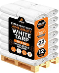 Heavy Duty White Poly Tarp 30' X 30' - Bulk Half Pallet (22 Pack) - Multipurpose Protective Cover - Durable, Weather Proof & Tear Resistant - 12 Mil Thick Polyethylene - by Xpose Safety