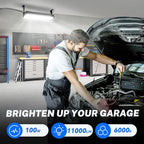 2 Pack LED Shop Lights, 100W 11000LM Plug in Garage Light with 6FT Power Cord, IP66 Waterproof Work Bench Shop Lights for Garage, Workshop, Warehouse, Outdoor, Yard, Garden