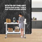 DuraSteel 30x60 NSF Stainless Steel Cart - Heavy Duty Food Prep Table with Undershelf - Rolling Kitchen Island on Wheels for Commercial Restaurant Kitchen, Garage, Outdoor Cooking, BBQ Grill, Counter