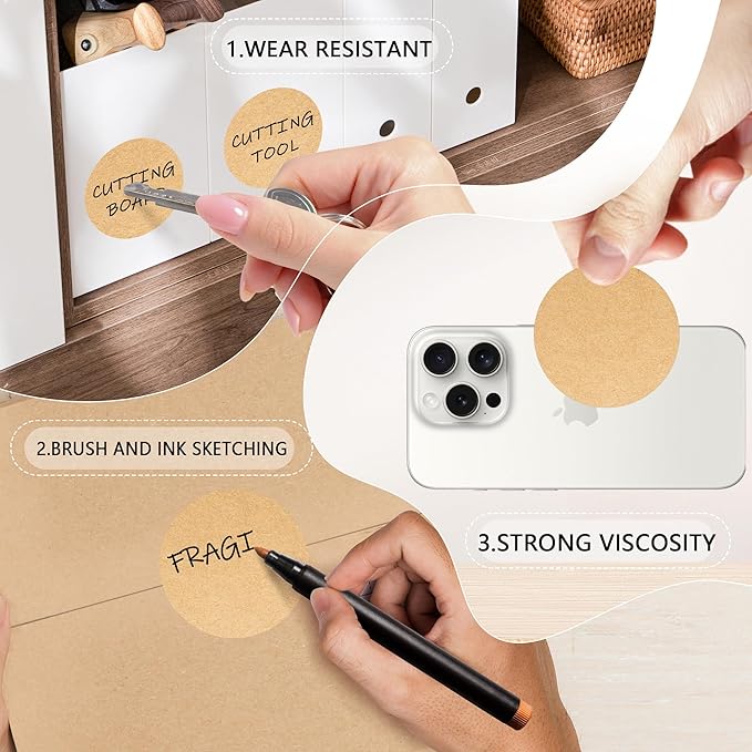 2 Inch Kraft Paper Circle Stickers 500 Pcs,Permanent Color Coding Dots for Office,Home Organization, File Classification,Multipurpose Labels