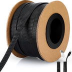 Pangda 300 Feet 1/4 Inch Wire Loom PET Expandable Braided Sleeving Braided Sleeve for TV, Computer, Home Theater (Black)