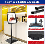 Pedestal Sign holder Stand 8.5x11inch Adjustable Standing Floor Sign Stand with Heavy Base & Snap Frame Display Stand for Indoor Outdoor Business Store Sign Holder Poster Stand (Black)