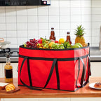 Maxcheck 6 Pcs Insulated Bags for Food Delivery XXXL Large Capacity Hot Grocery Tote Bag Reusable Warming Pizza Catering Carrier for Commercial Travel Lunch Shopping Gifts (Red)