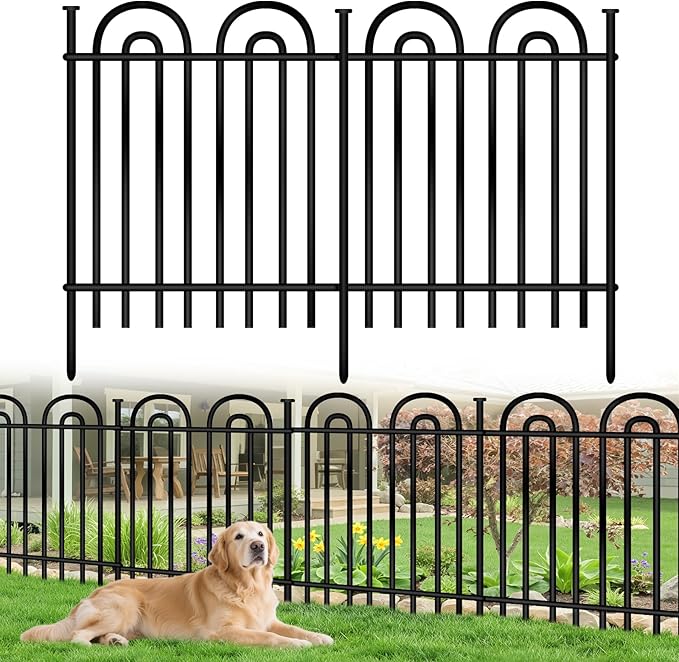 Decorative Garden Fence, 15 Panels No Dig Fence, 32 in(H) x 36.25 ft(L) Animal Barrier for Dogs Rabbits, Rustproof Metal Arched Decorative Garden Fences for Flower Bed, Outdoor, Yard, Patio