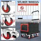Collapsible Hand Truck w/Foldable Basket & Brake Wheel, Retractable Platform & Handle Heavy Duty 500lbs Capacity, Sponge Grip,Convertible Folding Dolly Cart for Luggage,Travel,Delivery & Storage