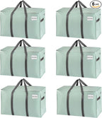 VENO 6 Pack Moving Bags and Large Christmas Storage Bins with lids. Alternative to Moving Boxes, Packing Supplies for College. Extra Large Heavy Duty Totes for Packaging (Shiny Light Green, 6 Pack)