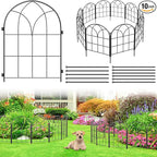 Black Garden Fences Animal Barrier, 12.55"*16.48" Garden Border Fencing, Rustproof Metal No Dig Fence for Dogs, Outdoor Fence, Dog Fencing for Patio, Flower Bed, Farm (Medium 10 Pcs)