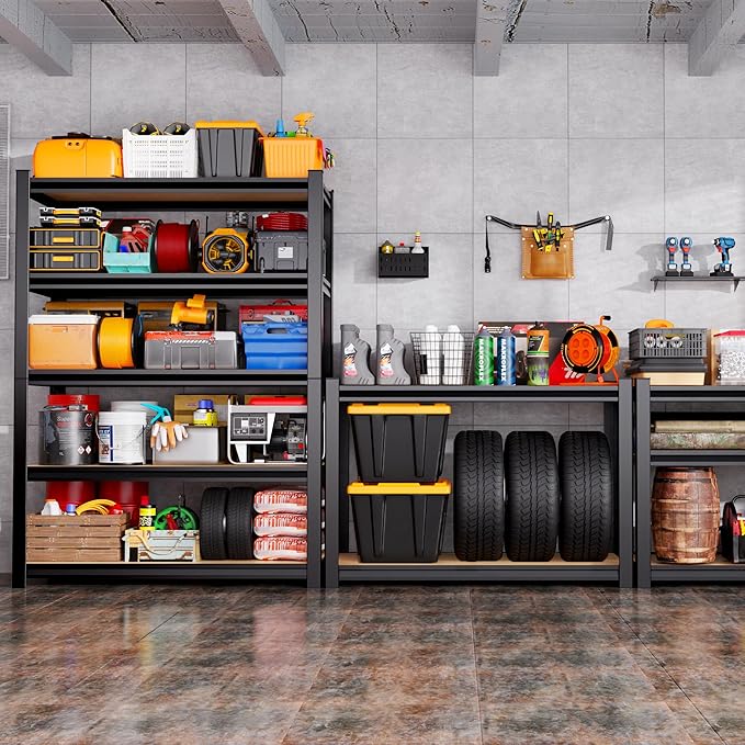 71"H Garage Shelving-5 Tier Garage Storage Shelves,Adjustable Heavy Duty Metal Shelving Unit and Storage Large Rack,Utility Steel Shelf For Warehouse Industrial Pantry Basement Organizers 71"x32"x14"