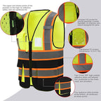 A-SAFETY Mesh High Vis Vest Lightweight Reflective Construction Vest with Pockets Safety Vest for Men/Women