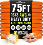 75ft Outdoor/Indoor Extension Cord 16/3 Gauge Heavy Duty 3 Prong SJTW, Waterproof, ETL Listed, Flexible Cold-Resistant Long Power Cord,10A 125V 1250W, Orange by LifeSupplyUSA