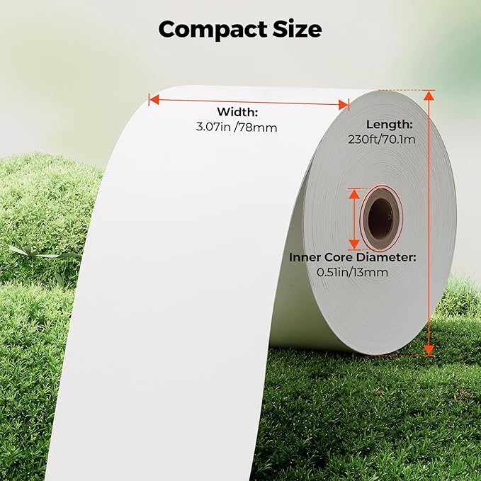 MUNBYN Thermal Paper 3 1/8 x 230ft, 5 Rolls Receipt Paper Work for Star Micronics TSP100 TSP143 Epson 80mm Receipt Printer Square POS Register Credit Card Terminals, Pos Register Paper BPA Free
