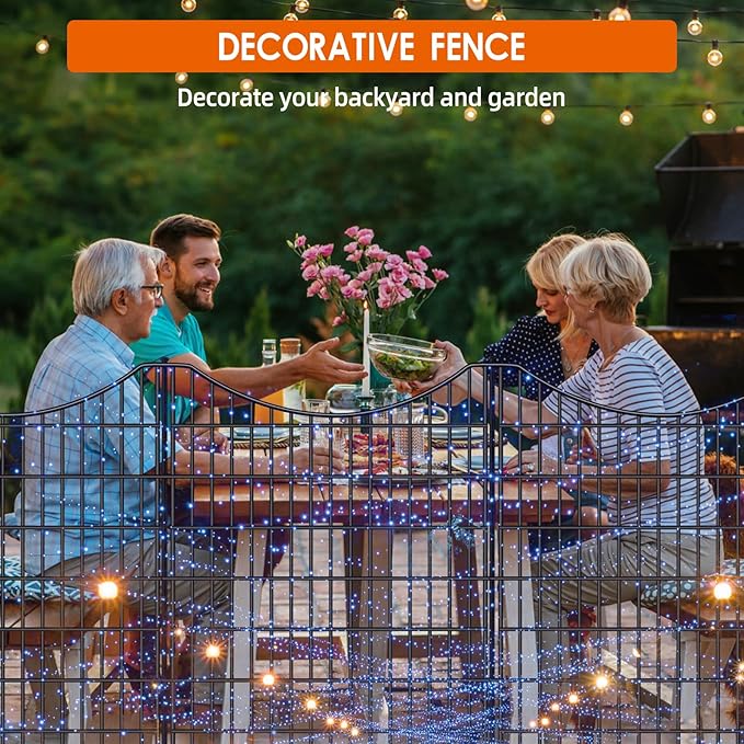12 Panels No Dig Decorative Garden Fence, 33 in(H) X 27 ft(L) Garden Fencing Animal Barrier, Dogs Rabbits Pets Blocker, Rustproof Metal Decorative Fences for Yard, Outdoor, Patio