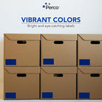 Perco Dark Blue 3x5 Inch Perforated Sticker Labels — 150 Stickers/Roll — with Permanent Adhesive for Inventory Management, Color Coding, Moving Boxes, Retail, Organizing, Crafting & More — Made in USA