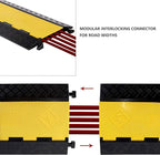 1 Pack Rubber Cable Ramp Hose Cable Protector Ramp 5 Channel 22000Lbs Load Capacity Traffic Speed Bump Wires Power Lines Extension Cord Cover for Indoor Outdoor