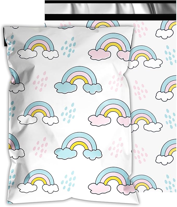 Poly Mailers 6x9 Inch 100 Pcs - Rainbow Printed Shipping Bags, 2.4mil Thickness, Waterproof and Tear Resistant Mailing Envelopes, Self-Sealing Packaging Bags for Small Business