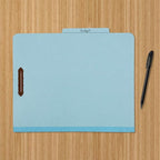 Amazon Basics Classification Folder with Prongs, 100% Recycled, 2 Dividers, 2" Embedded, 12.17 x 10.39 inch (Letter) Size, Light Blue, 10 Count per Box