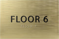 6" X4" Floor 6 Sign - ADA Compliant Tactile Graphics Grade 2 Braille Text | Wall Mount Plastic Directional Assistance, Floor Number Sign for Office, Schools, Hospitals, Apartments