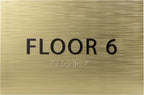 6" X4" Floor 6 Sign - ADA Compliant Tactile Graphics Grade 2 Braille Text | Wall Mount Plastic Directional Assistance, Floor Number Sign for Office, Schools, Hospitals, Apartments