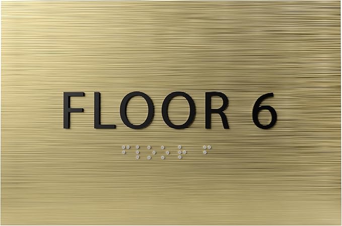6" X4" Floor 6 Sign - ADA Compliant Tactile Graphics Grade 2 Braille Text | Wall Mount Plastic Directional Assistance, Floor Number Sign for Office, Schools, Hospitals, Apartments
