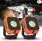 Work Light, Magnetic Rechargeable Light with 4 Modes & 150°Rotatable, 1200LM Waterproof Portable Light with 360° Rotating Hook for Emergency Car Repair, Outdoor Work (2 Packs Upgrade)