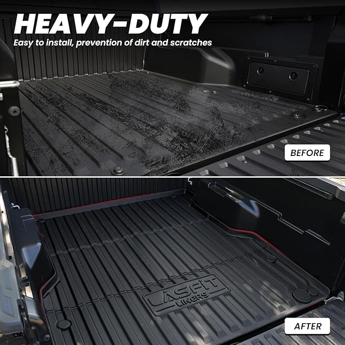LASFIT Bed Mat for Toyota 2024-2026 Tacoma (5FT/5'Bed) Truck Bed, All Weather 5 ft Rubber Car Bed Liner for Toyota Tacoma 2024 2025 2026 Accessories, TPE Trunk Mat&Bed Liner (Not Fit Drop-in Liners)